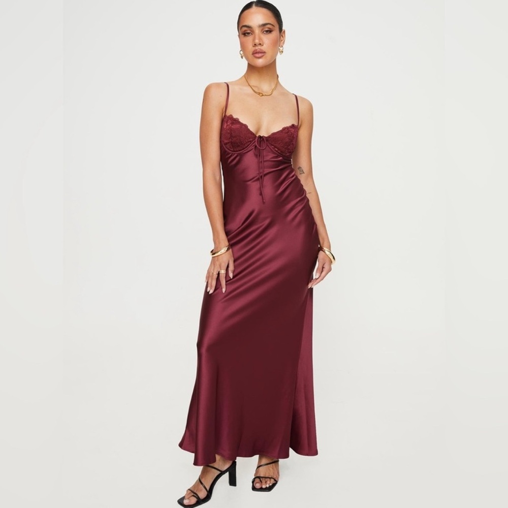 Princess Polly Burgundy Maxi Dress size 4 - Picture 2 of 9